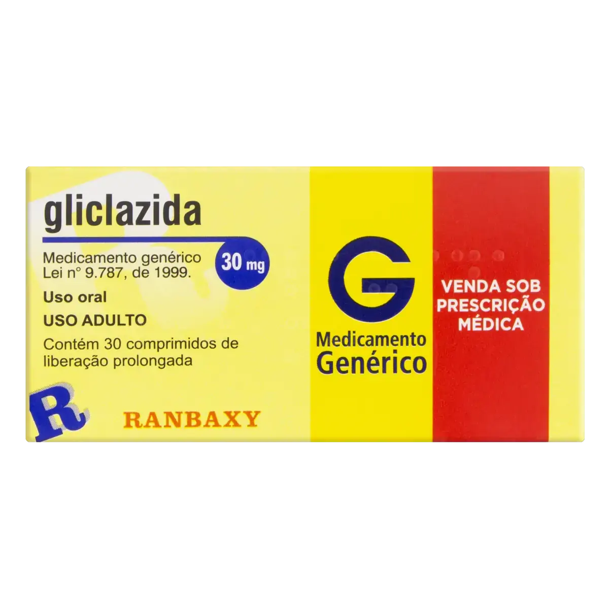 Gliclazida 30mg Ranbaxy Caixa 30 Comprimidos