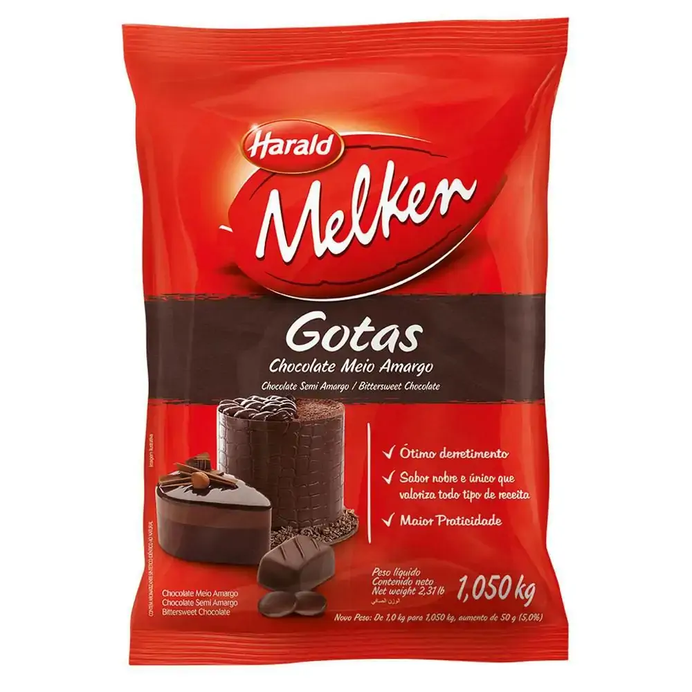 Chocolate Harald Melken 1kg Gotas Meio Amargo
