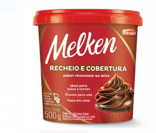 Cobertura Para Bolo Chocolate Ao Leite Melken Doce Cozinha Pote 500g
