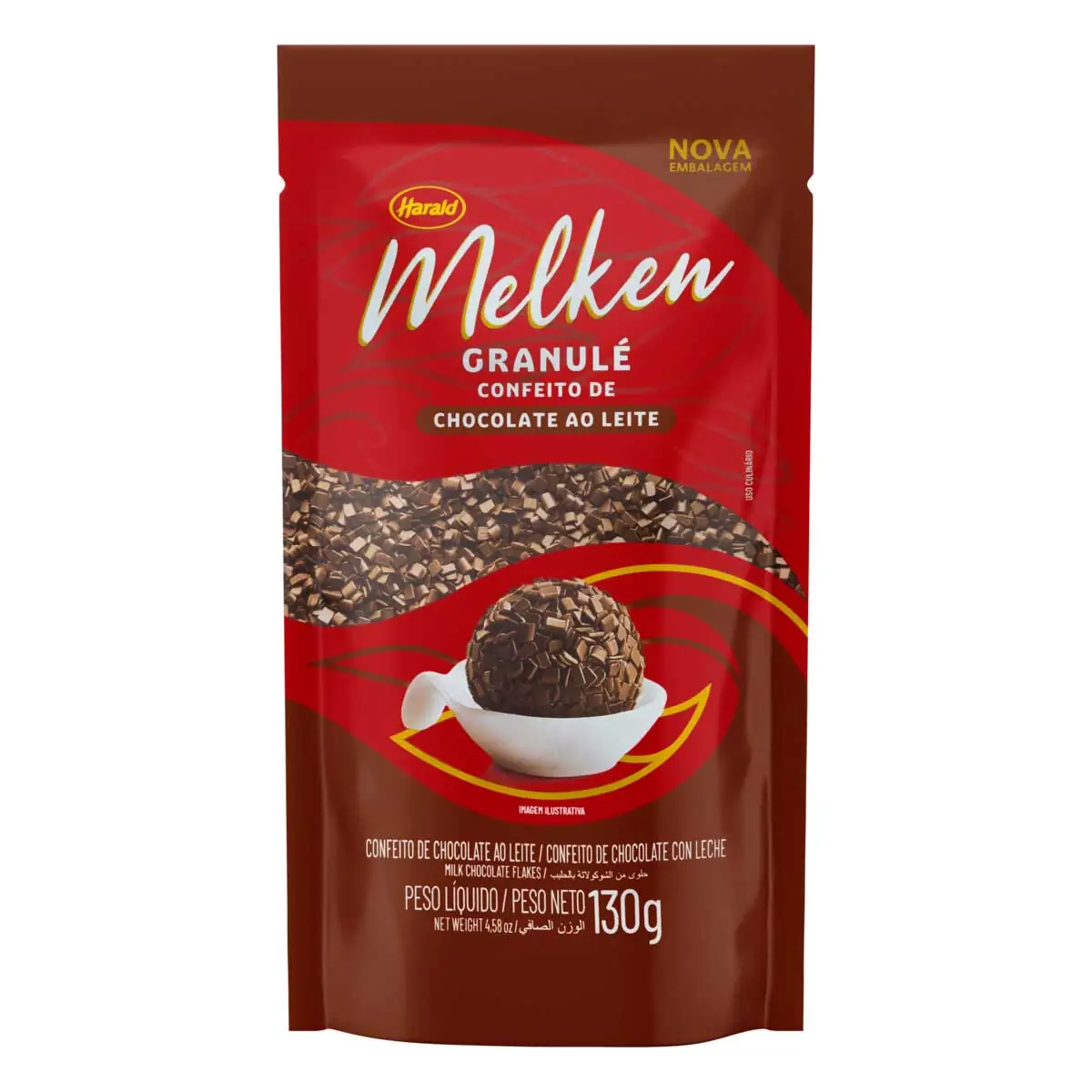 Confeito Granulado Chocolate Ao Leite Melken Granulé Sachê 130g