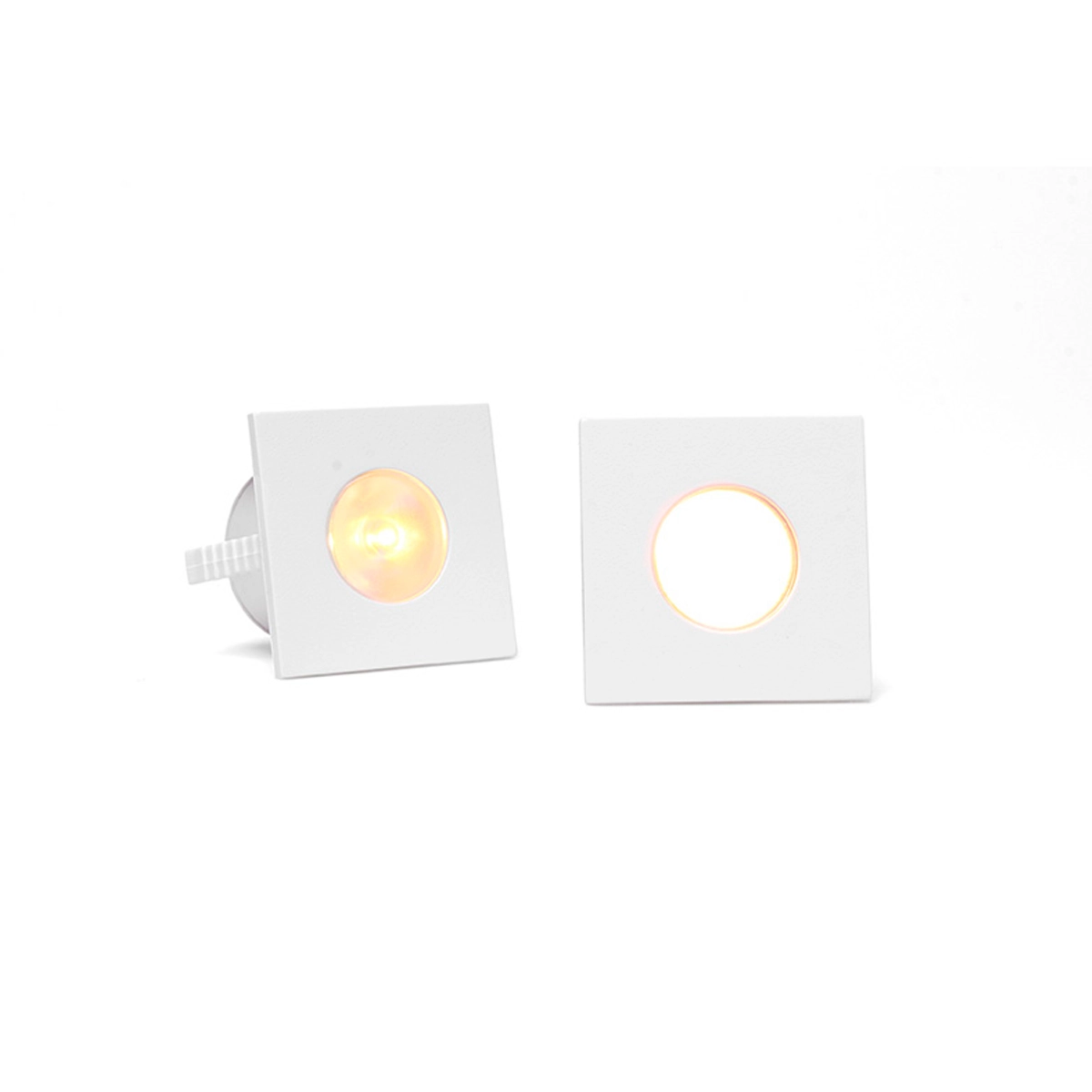 Spot Para Móveis Led Pik Quadrado 1w Branco 2 Peças Luz Quente 3000k
