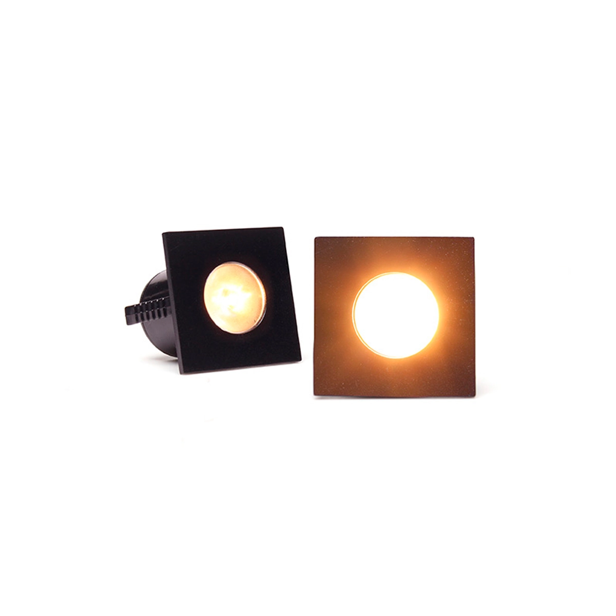 Spot Para Móveis Led Pik Quadrado 1w Preto 2 Peças Luz Quente 3000k