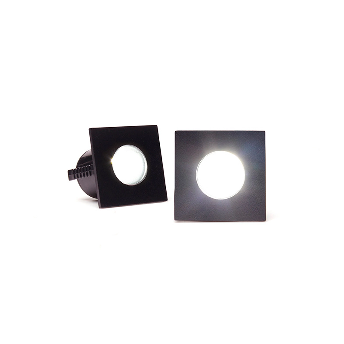 Spot Para Móveis Led Pik Quadrado 1w Preto 2 Peças Luz Fria 6500k