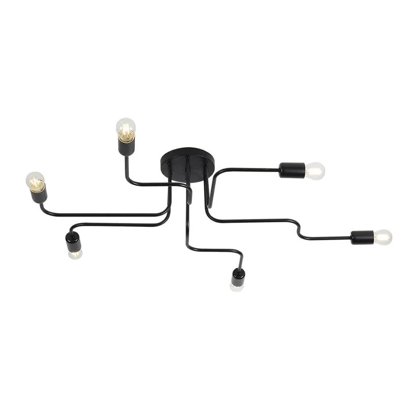 Plafon Taschibra Cronos 6 Preto E27 Bivolt