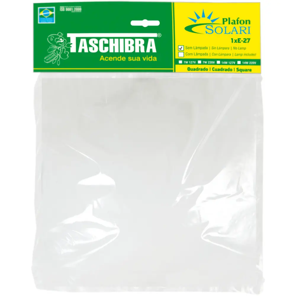 Plafon Solari Quadrado Branco Para 2 Lâmpadas E27 Bivolt