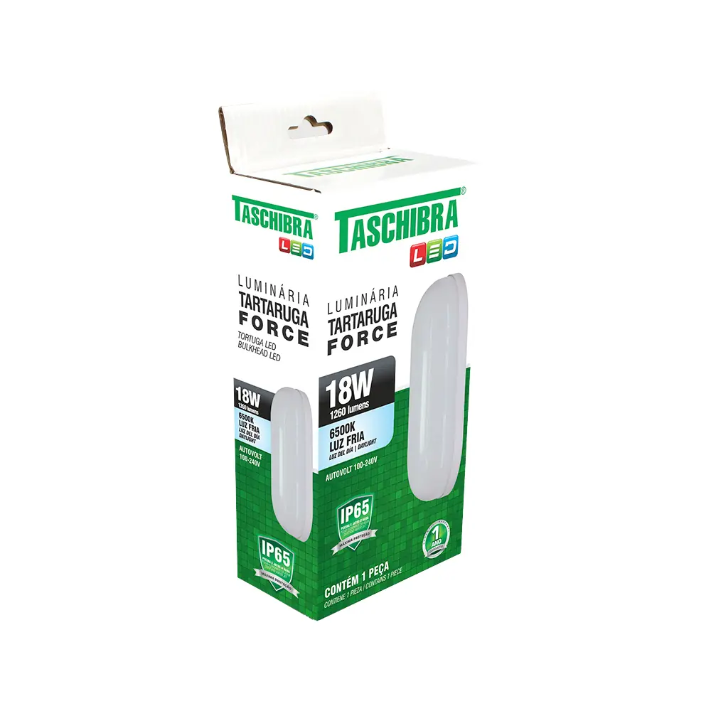 Arandela Tartaruga De Led Taschibra Force 18w Ip65 Branca Bivolt 6500k Branco Frio