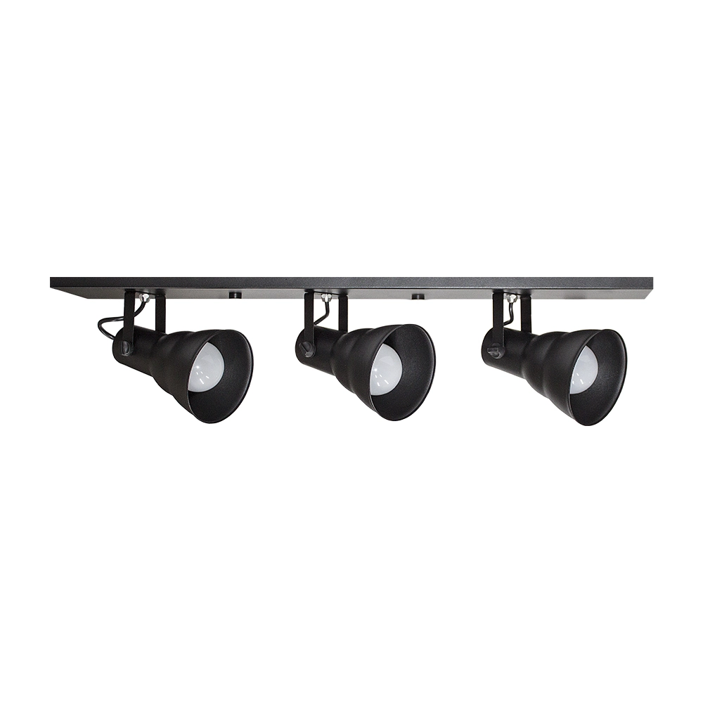 Spot de Sobrepor Retangular 3 Lâmpadas Hol Preto IP20 Taschibra