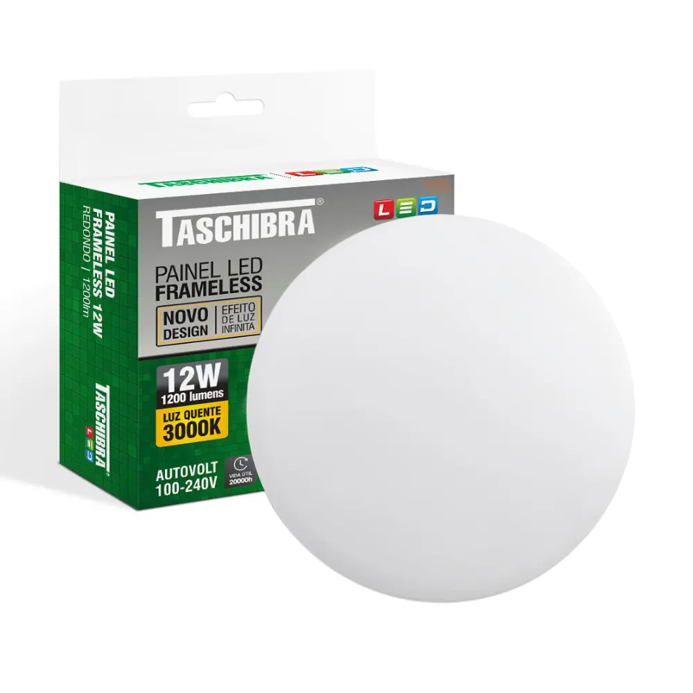 Painel De Led Frameless Redondo Embutir/sobrepor 12w Bivolt Taschibra