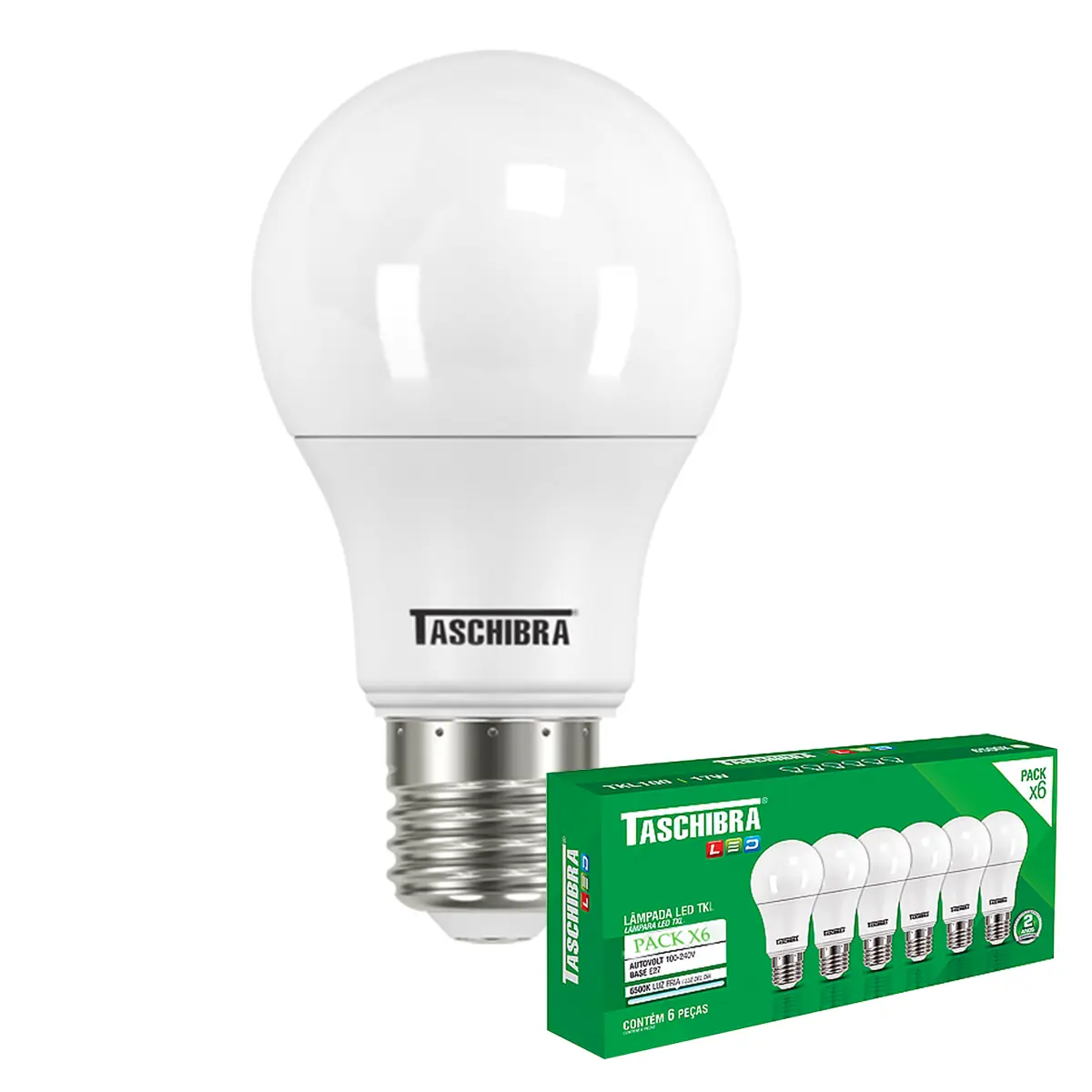 Pack 6 Lâmpadas Led Bulbo Tkl 12w Taschibra E27 Bivolt 6500k Luz Fria