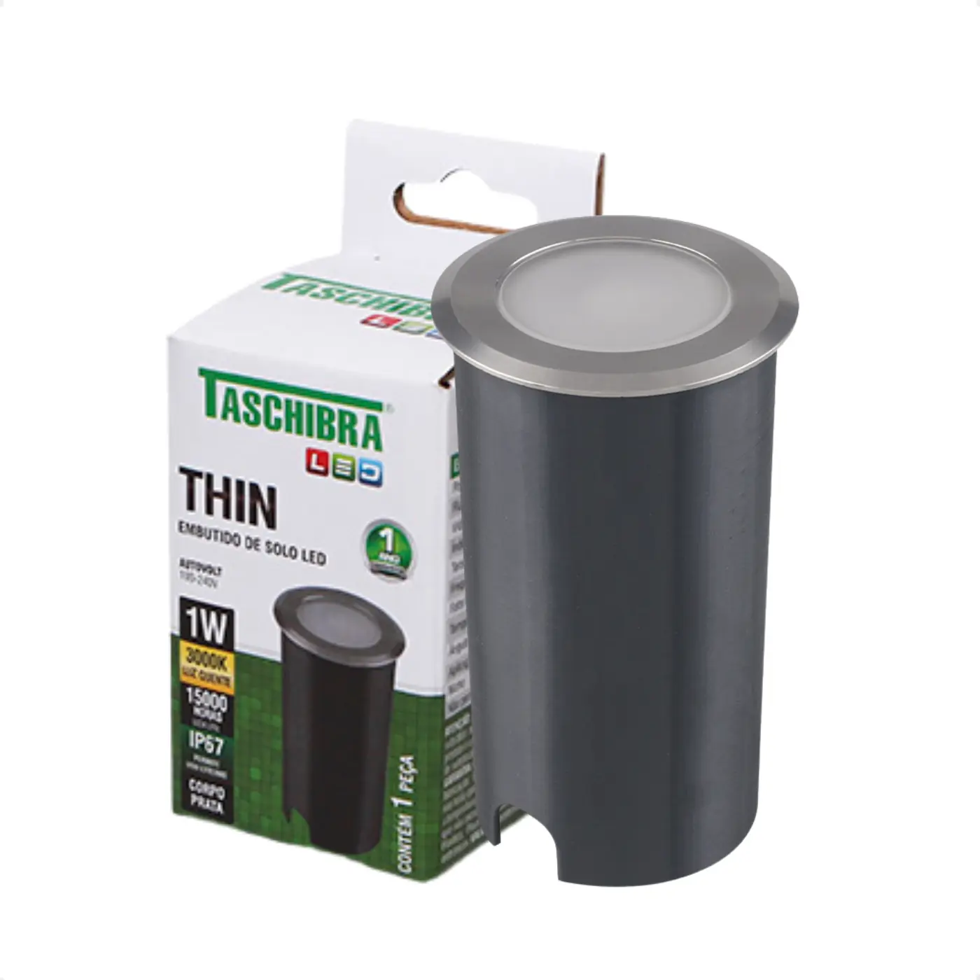 Embutido De Solo Led Taschibra Thin 1w Redondo Bivolt Prata