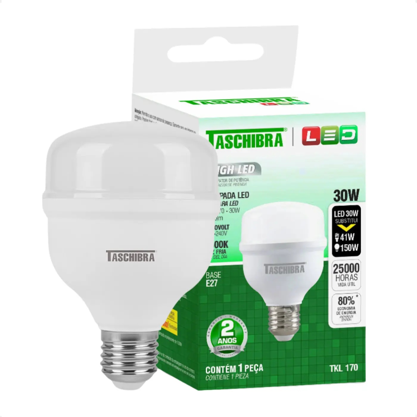Lâmpada High Led 30w Bivolt E27 4000k Luz Neutra Taschibra