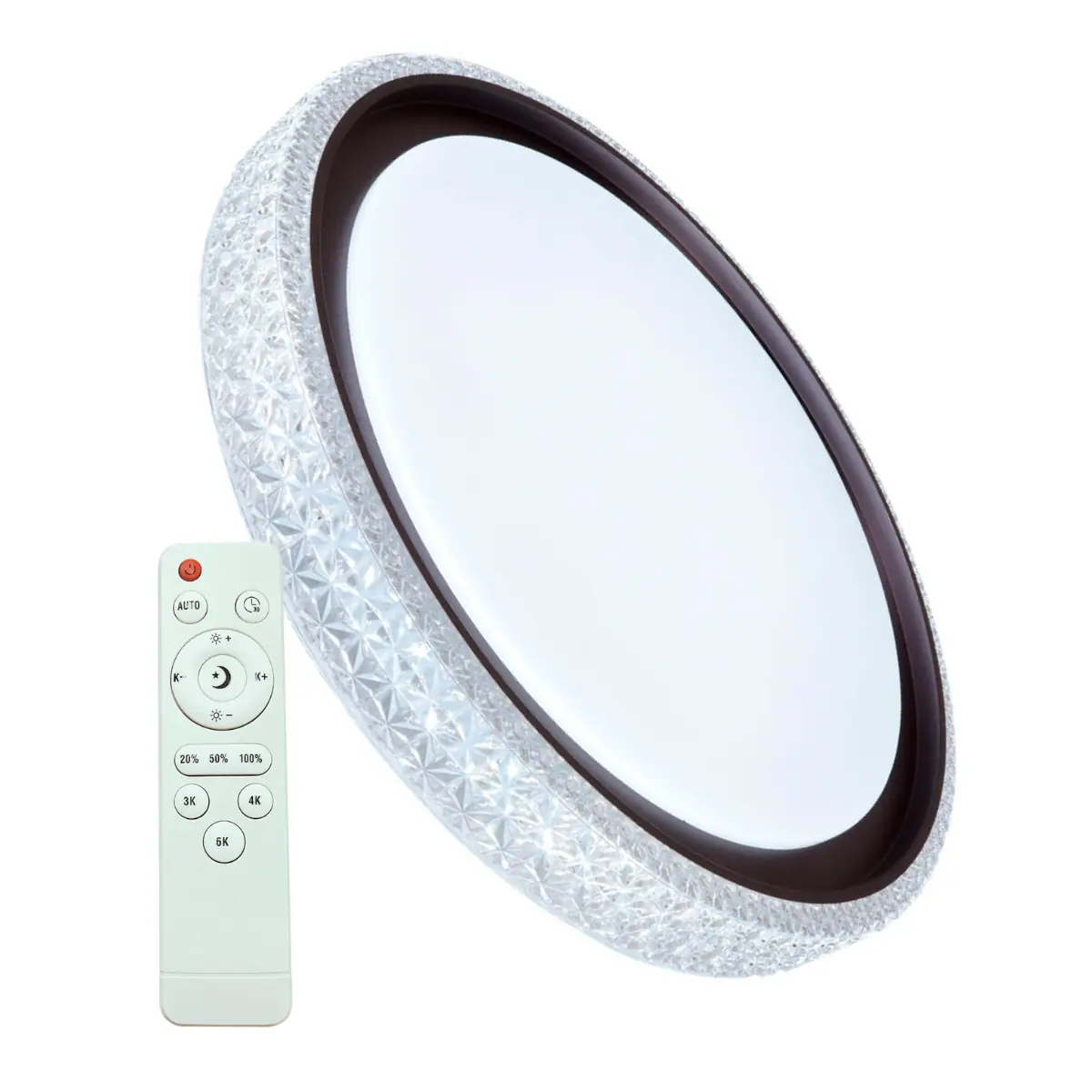 Plafon Led Redondo Sobrepor Íris 20w Com Controle Remoto Bivolt Preto