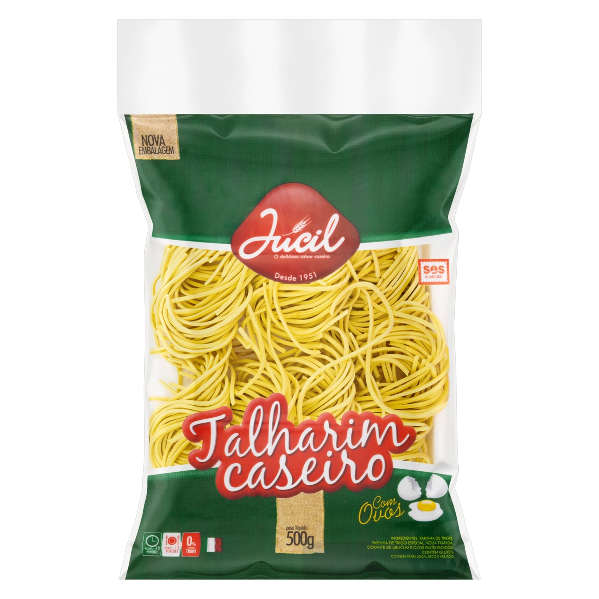 Macarrão Com Ovos Caseiro Talharim Jucil Pacote 500g