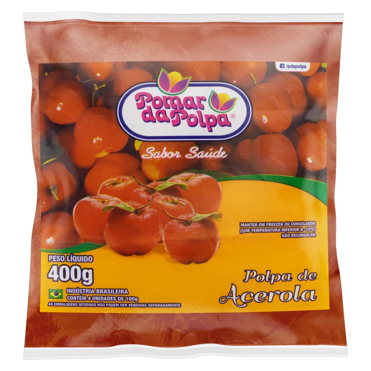 Polpa De Fruta Acerola Pomar Da Polpa Pacote 400g 4 Unidades