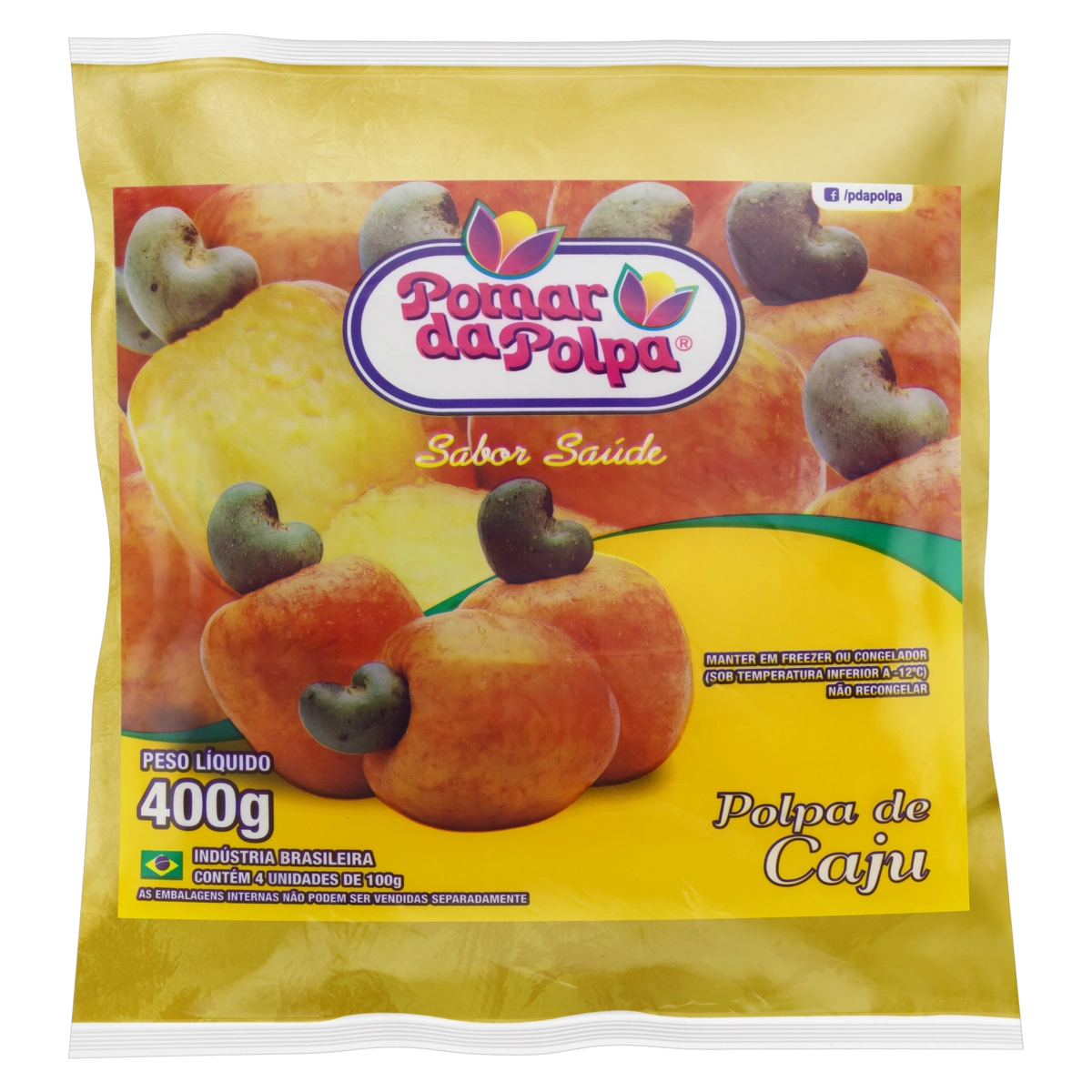 Polpa De Fruta Caju Pomar Da Polpa Pacote 400g 4 Unidades