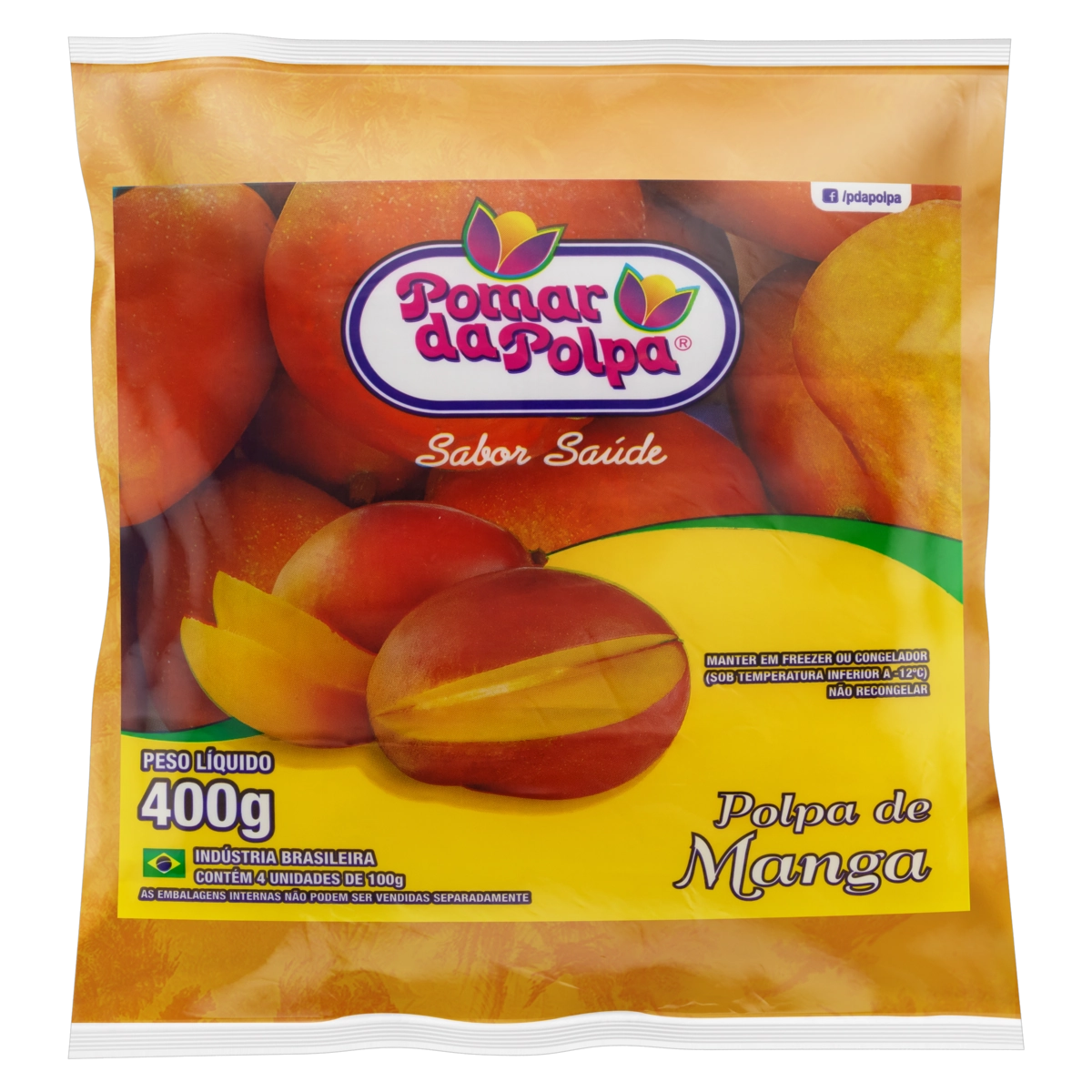 Polpa De Fruta Manga Pomar Da Polpa Pacote 400g 4 Unidades