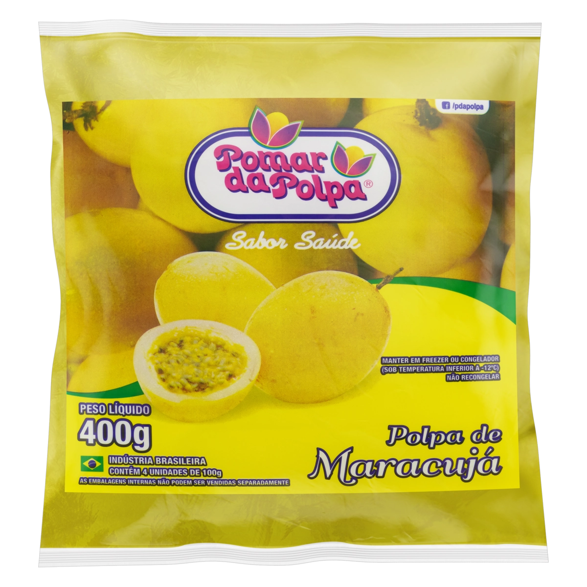 Polpa De Fruta Maracujá Pomar Da Polpa Pacote 400g 4 Unidades