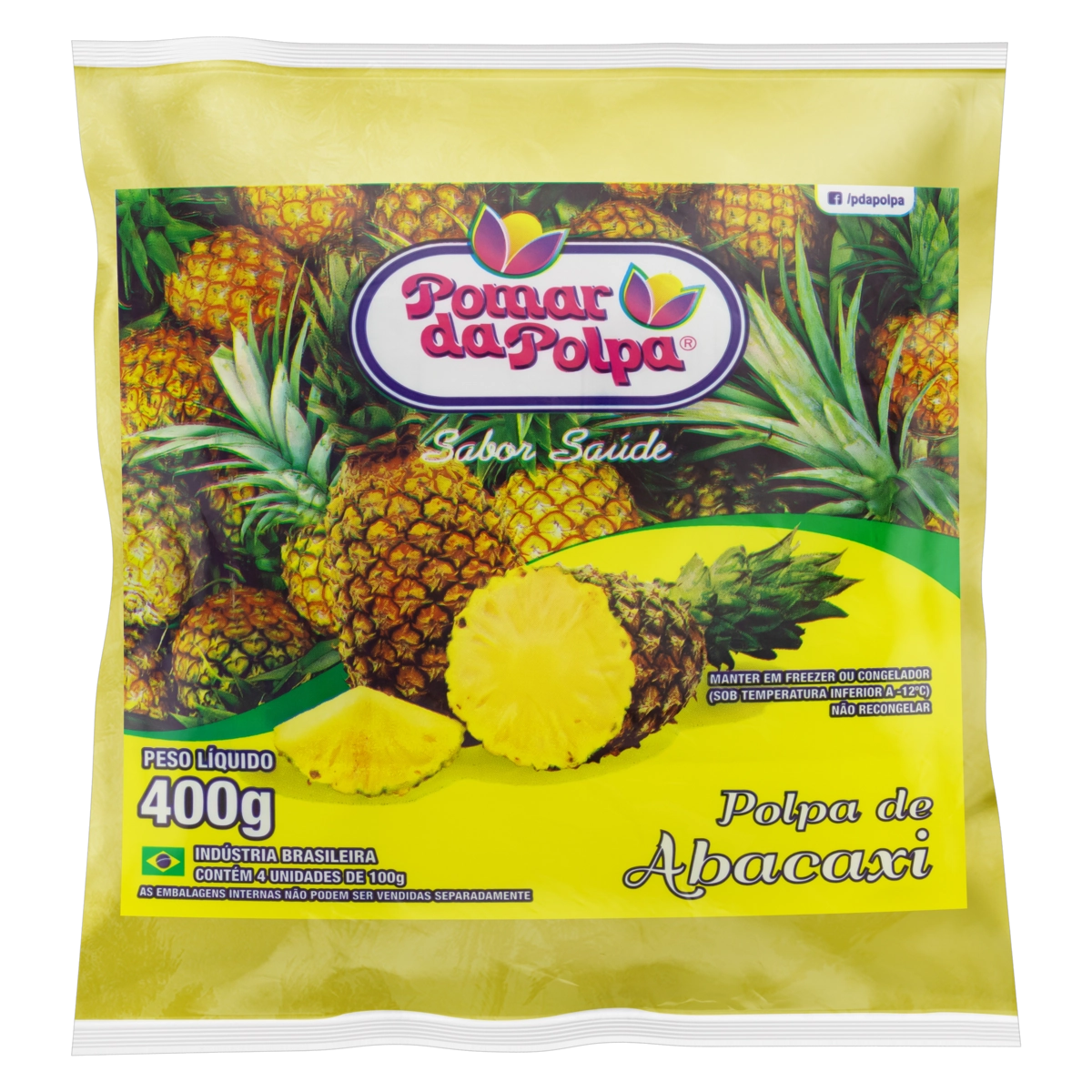 Polpa De Fruta Abacaxi Pomar Da Polpa Pacote 400g 4 Unidades