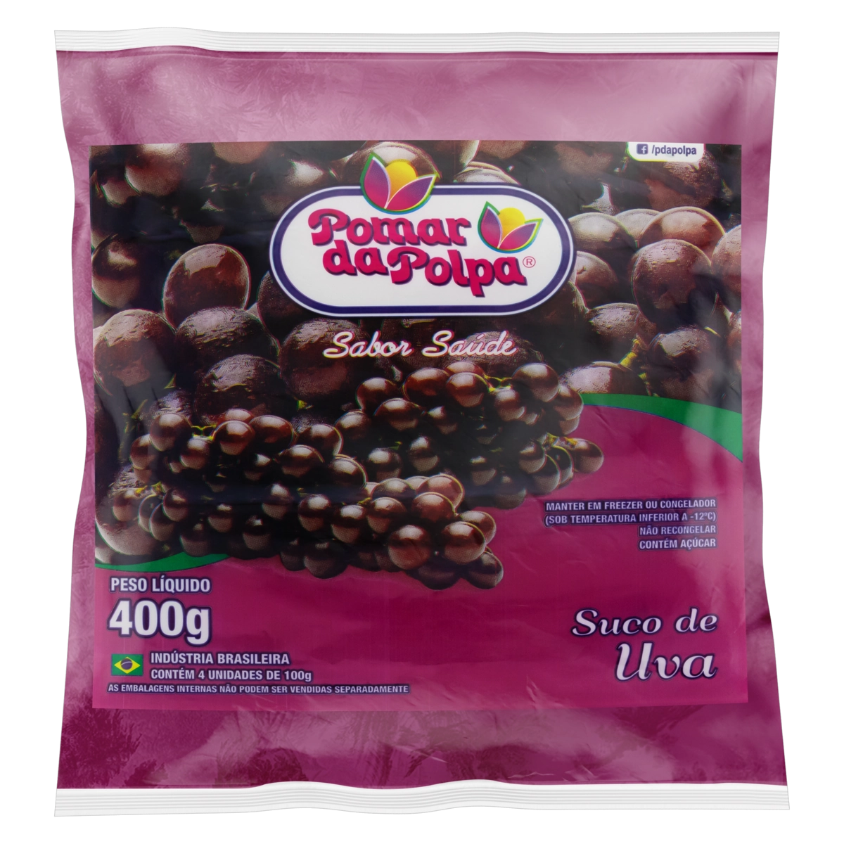 Polpa De Fruta Uva Pomar Da Polpa Pacote 400g 4 Unidades