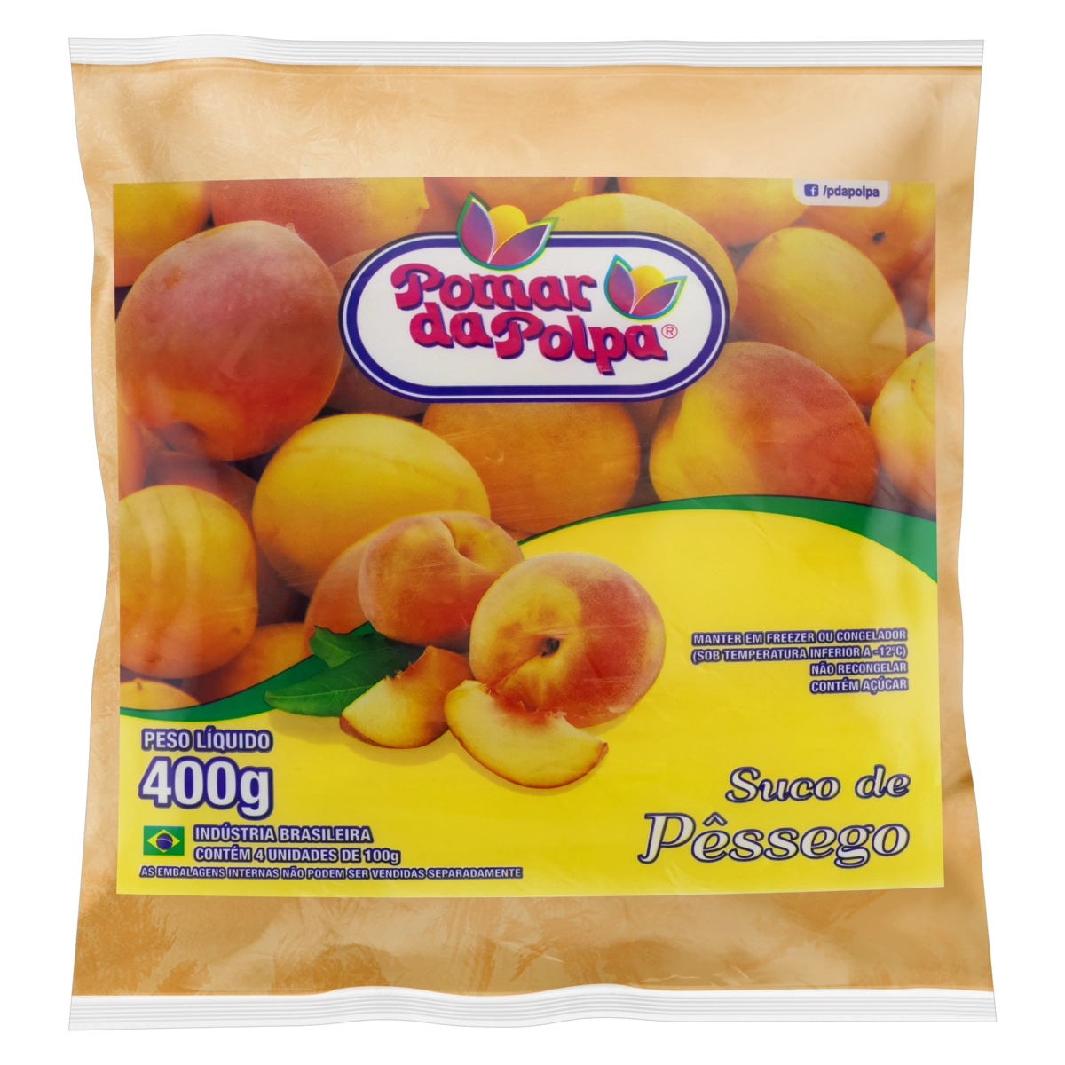 Polpa De Fruta Pêssego Pomar Da Polpa Pacote 400g 4 Unidades