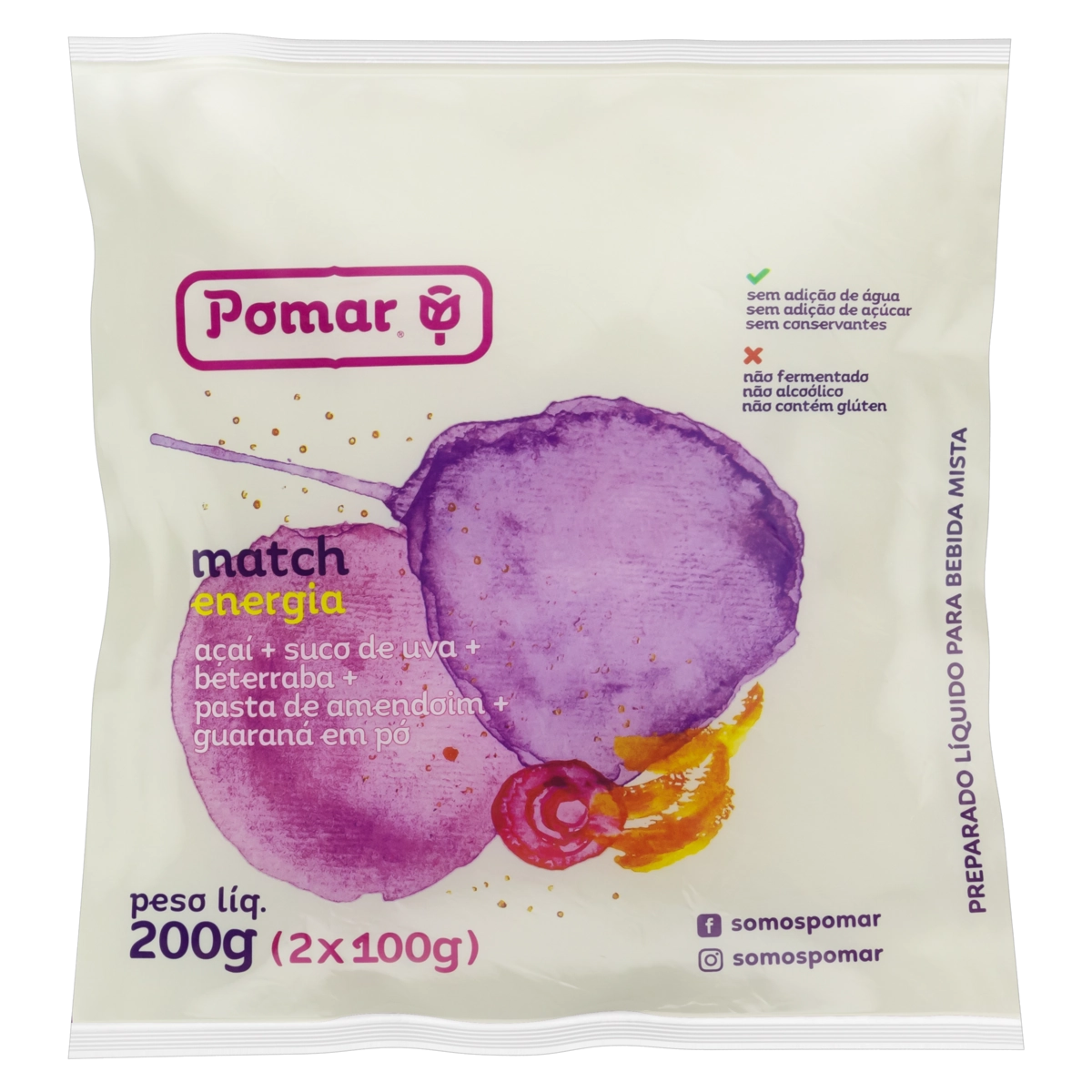 Polpa De Fruta Match Energia Pomar Pacote 200g 2 Unidades