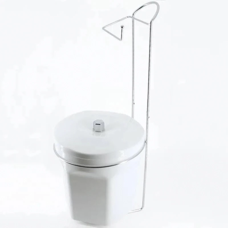 Suporte Papel Higiênico Cromado c/ Lixeira Branca