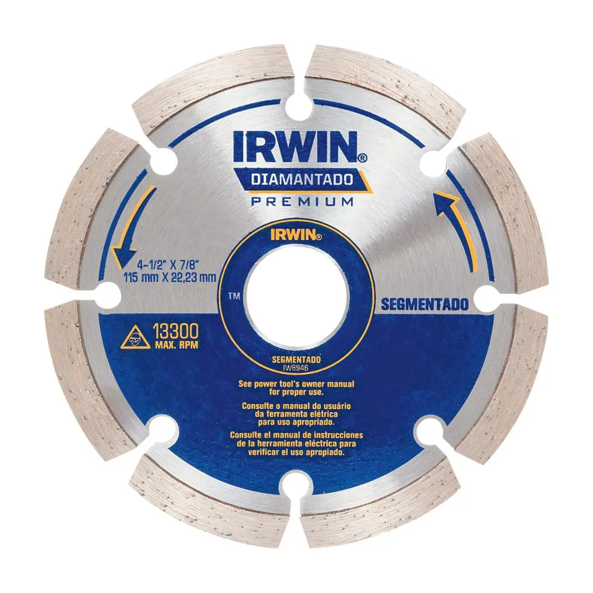 Disco Diamantado Segmentado Premium De 115mm X 22.22mm Irwin - Iw8946