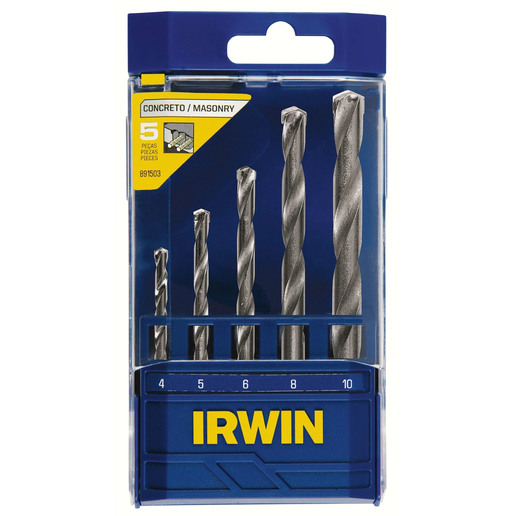 Jogo de Broca de 4 a 10mm para Concreto com 5 Peças Irwin