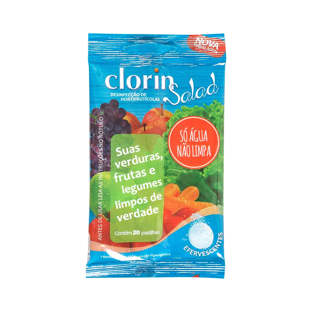 Desinfectante de Hortifrutículas Clorin Salad 20 Pastilhas