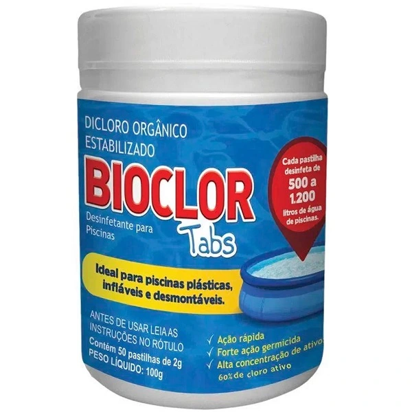 Cloro Orgânico Para Piscina Plastica Inflaveis 50 Pastilhas Bioclor Tabs