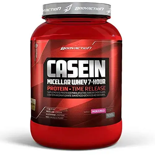 Whey Micellar 7hour Casein 900g Morango Bodyaction