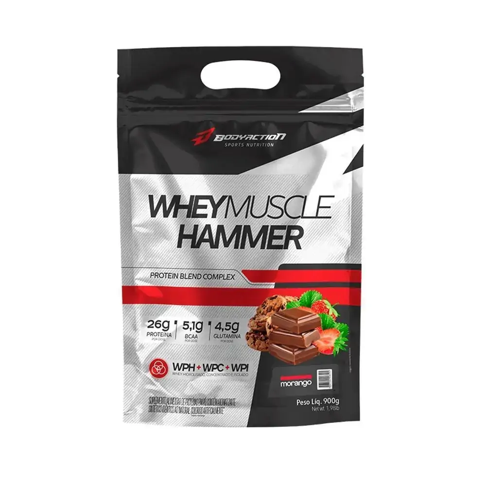 Whey Muscle Hammer Bodyaction 900g Morango