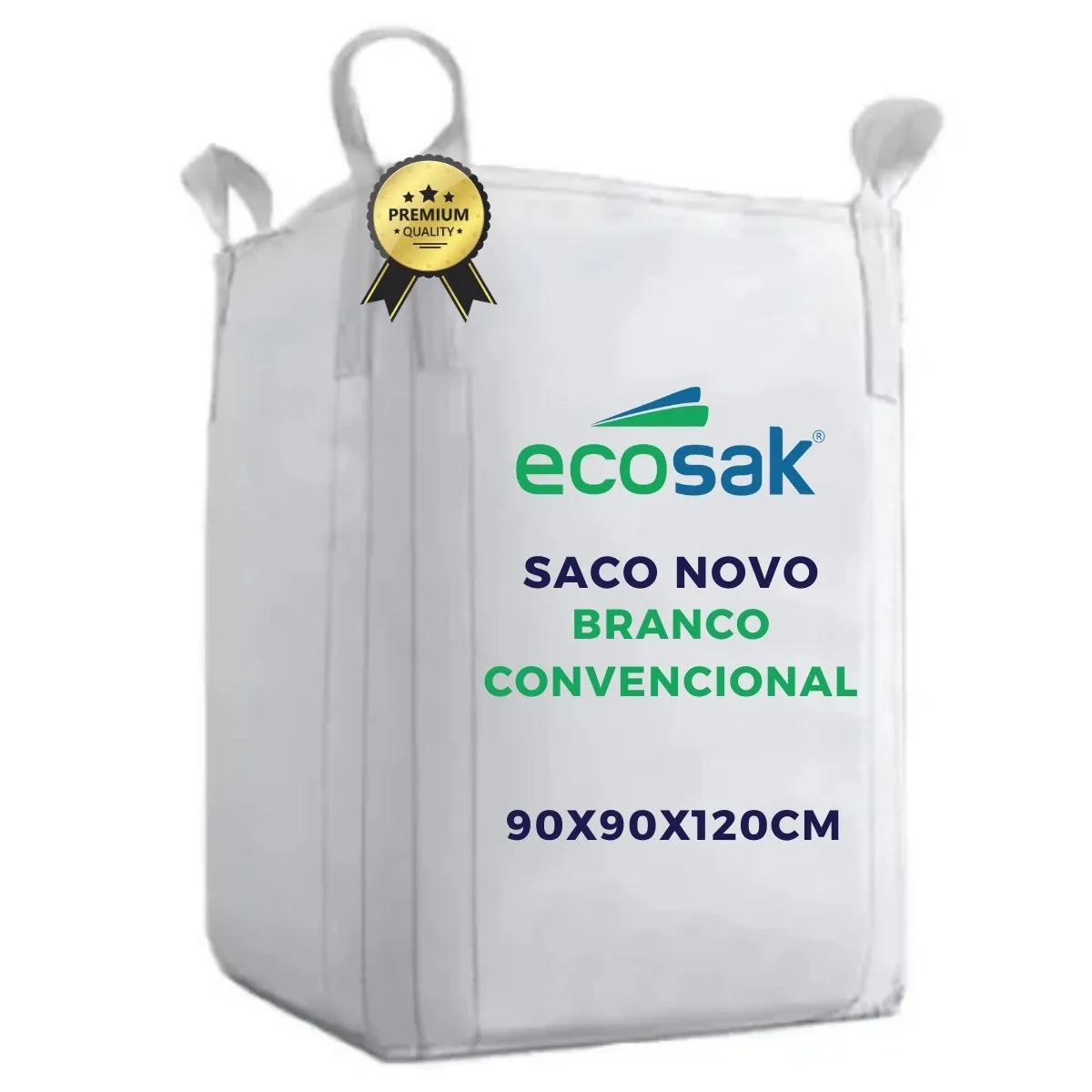 Big Bag Entulho Reciclagem Grãos 1000Kg Branco 90x90x120 C1