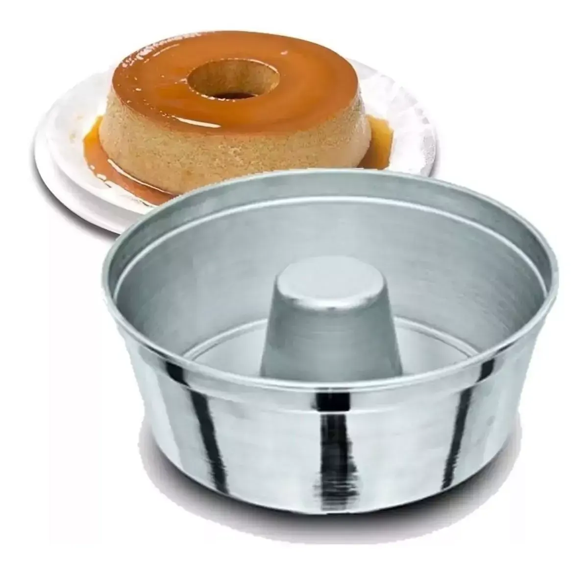 Forma de Bolo Aluminio com furo central 20cm 1x1 - Unipam