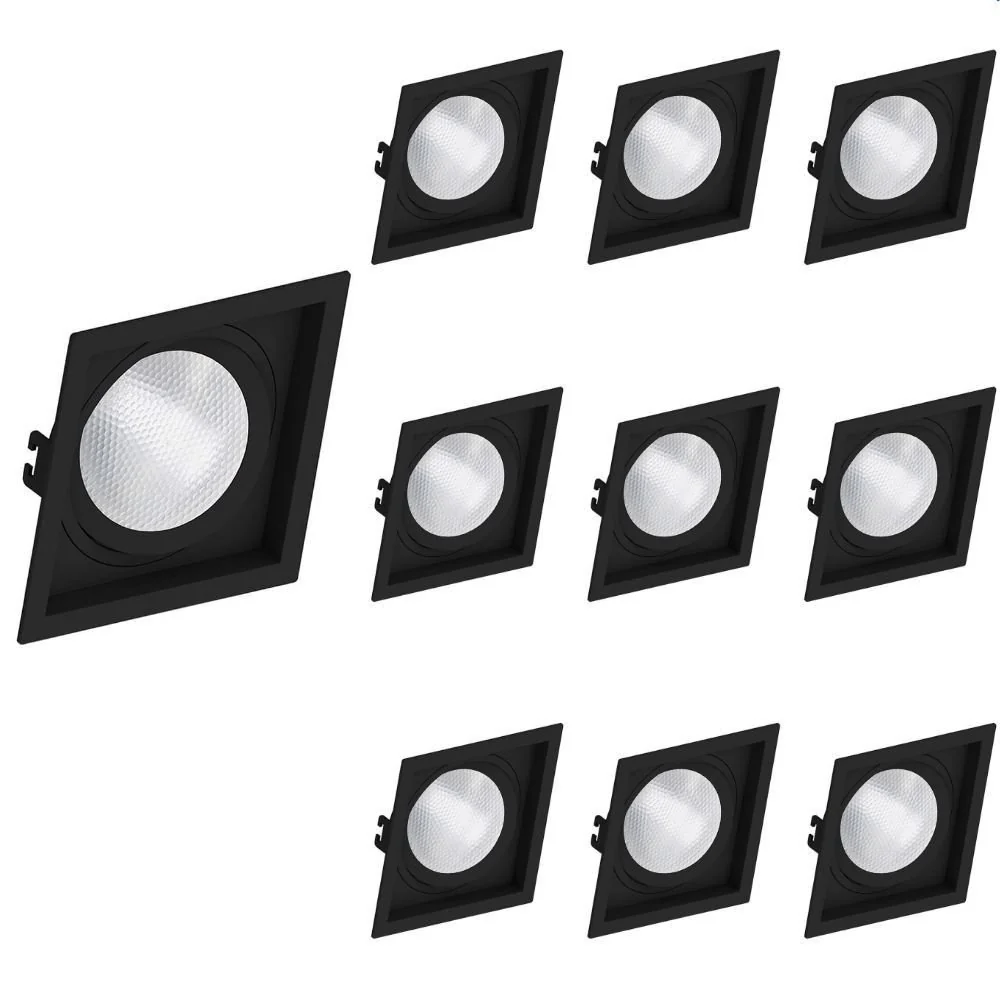 10 Spot De Embutir Recuado Save Energy Par 30 E27 Bivolt Preto
