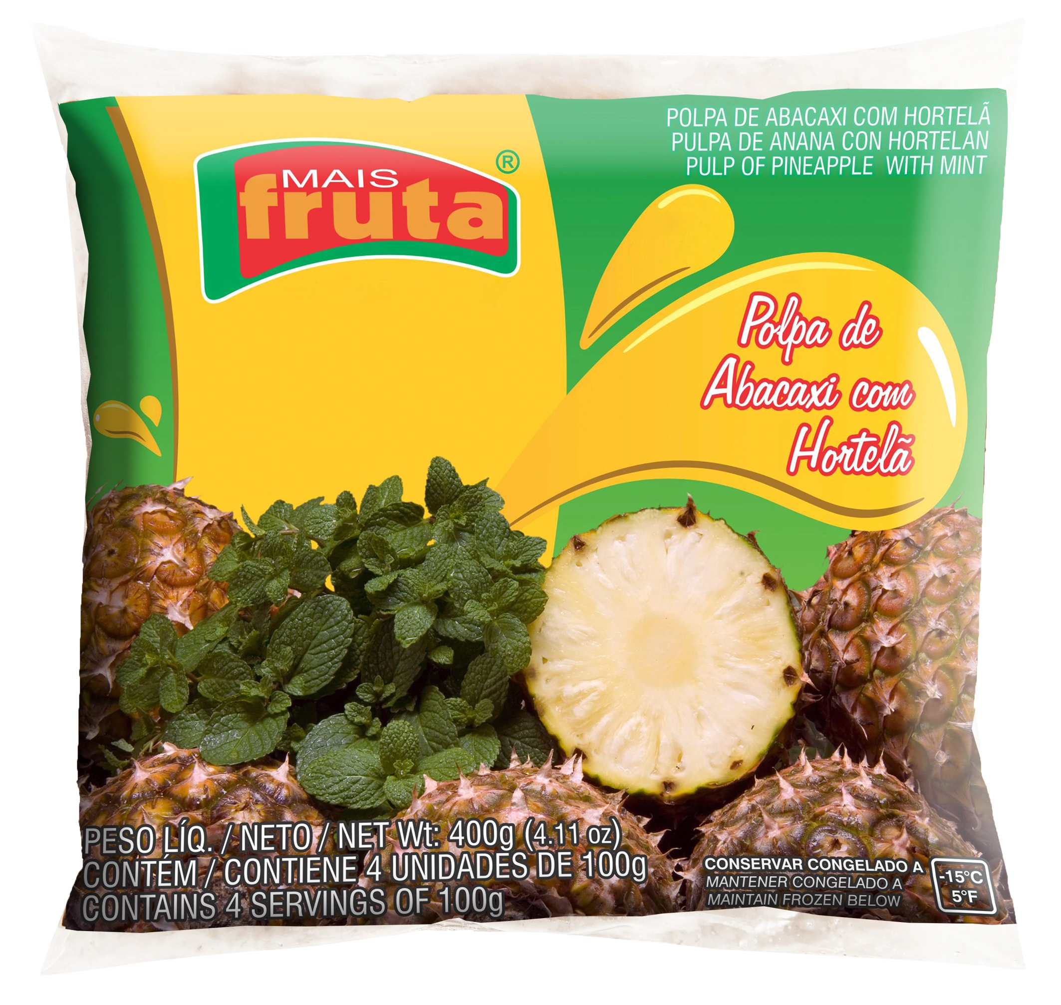 Polpa Mais Fruta 100g Abacaxi C/ Hortela