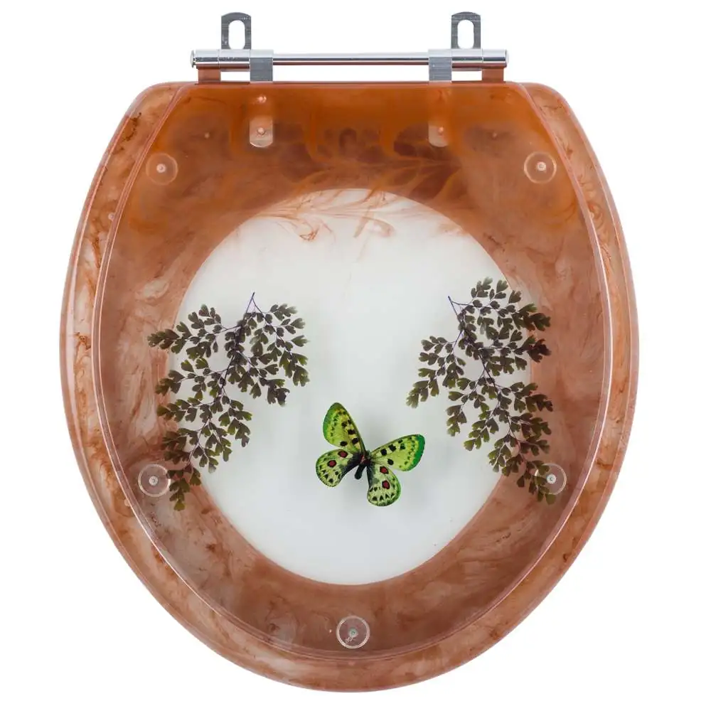 Assento Sanitário Decorado Borboleta Convencional Marrom