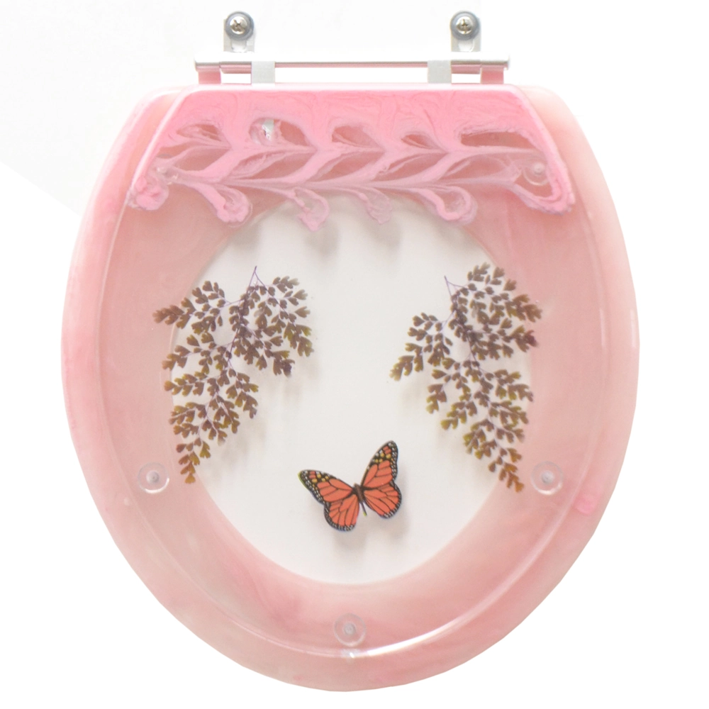 Assento Sanitário Convencional Oval Decorada Rosa