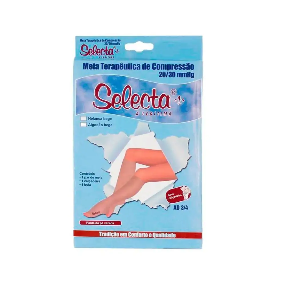 Panturrilha Elástica 20-30 Helanca Longa Selecta 4010 - Cor: Bege Tam: ML