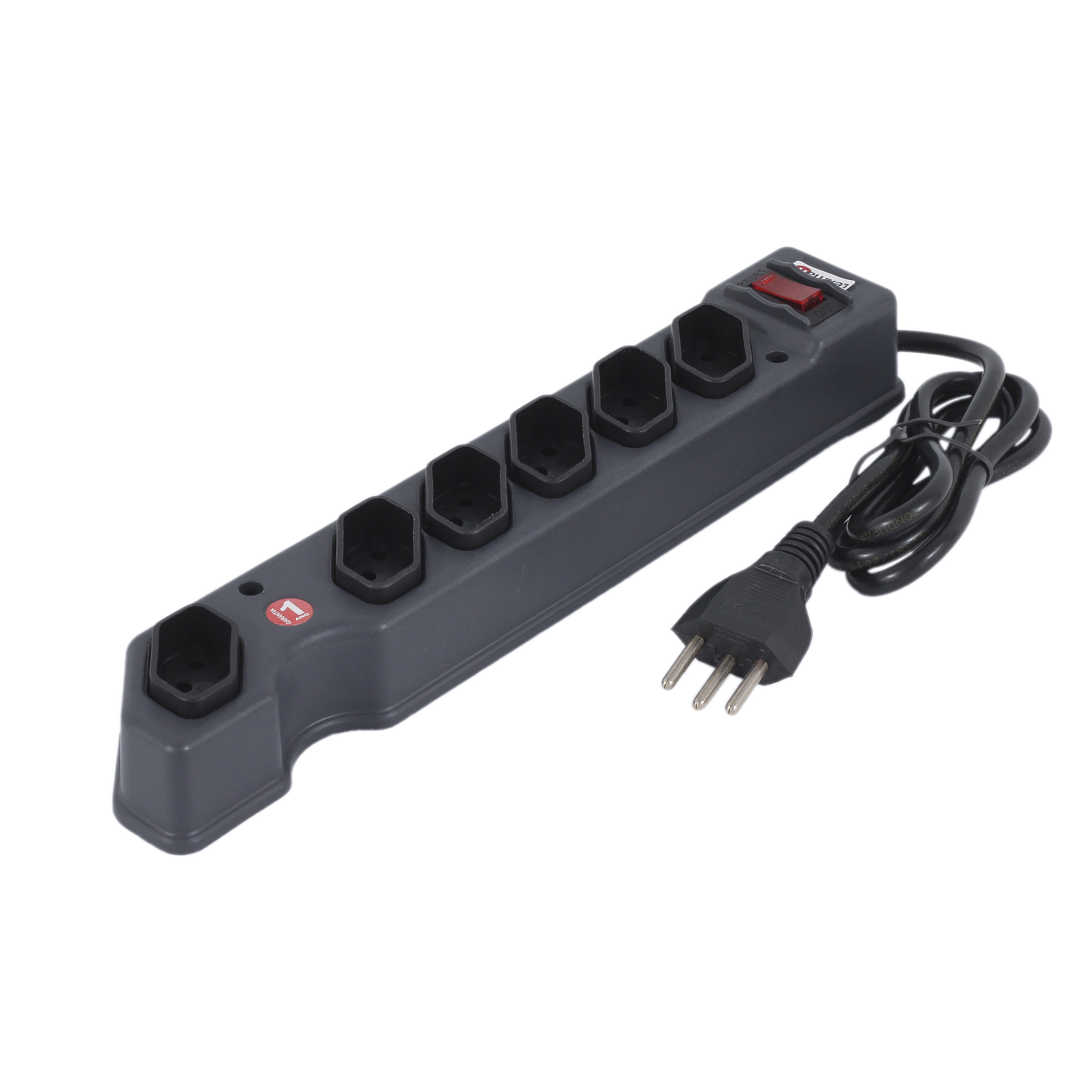 Protetor Elétrico 0,85cm 6 Tomadas 10A Preto Lexman