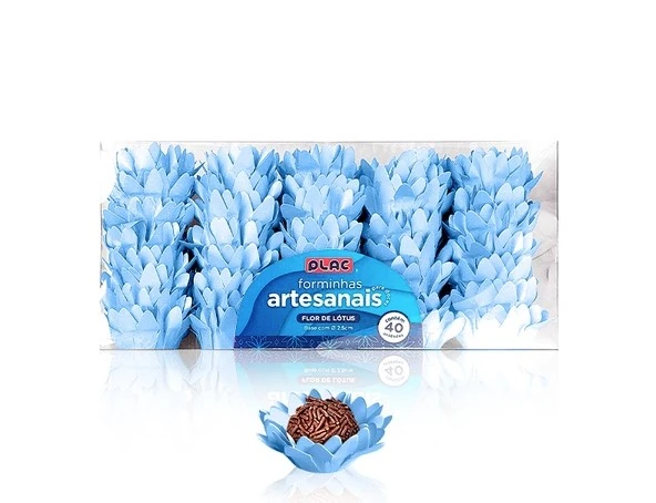 Forminha P/doce Flor De Lotus Azul Hortencia C/40un Plac