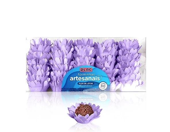 Forminha P/doce Flor De Lotus Lilas C/40un Plac