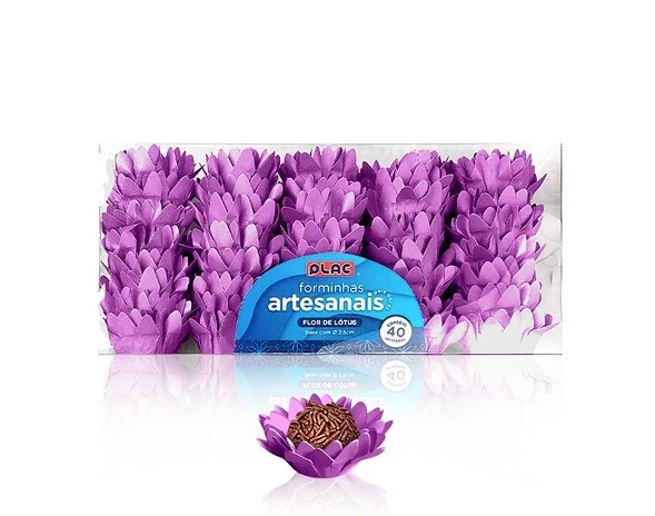 Forminha P/doce Flor De Lotus Violeta C/40un Plac