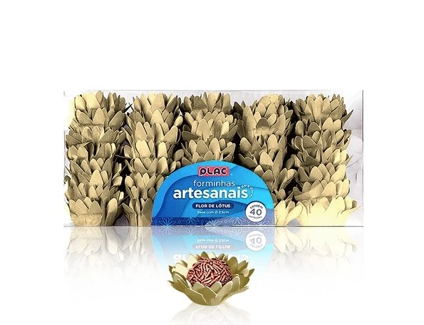 Forminha P/doce Flor De Lotus Ouro C/40un Plac