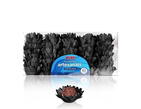 Forminha P/doce Flor De Lotus Preto C/40un Plac