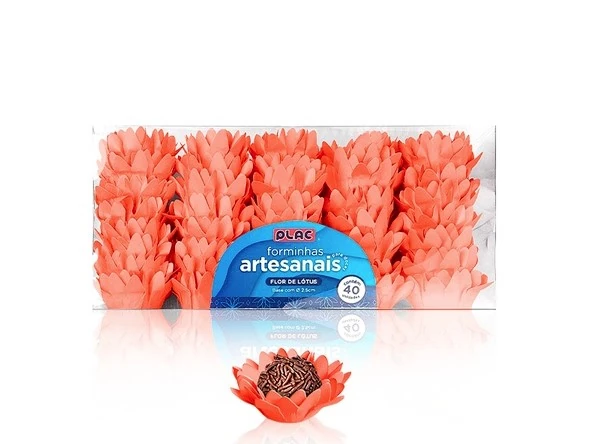 Forminha P/doce Flor De Lotus Laranja C/40un Plac