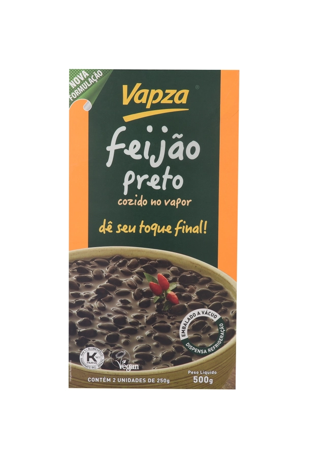 Feijão Preto Cozido No Vapor Vapza Caixa 500g 2 Unidades