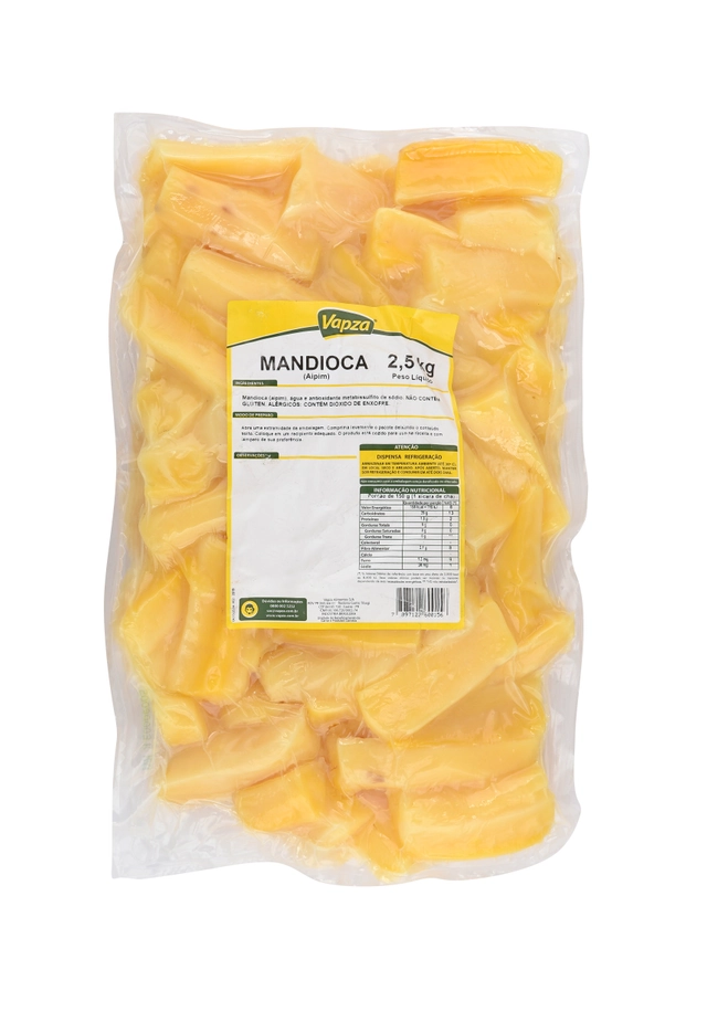 Mandioca Cozida No Vapor Vapza Pacote 2,5kg