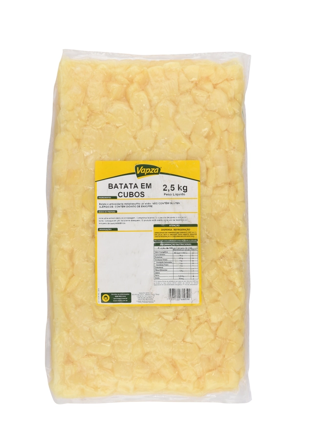 Batata Em Cubos Cozida Vapza 2,5kg