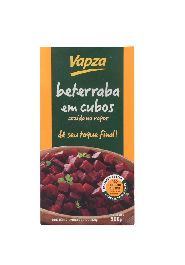 Beterraba Cubos Cozida No Vapor Vapza Caixa 500g 2 Unidades